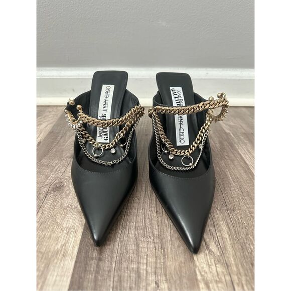 JIMMY CHOO + Jean Paul Gaultier Bing 90 embellished leather mules US 7 $2450 - Picture 5 of 15